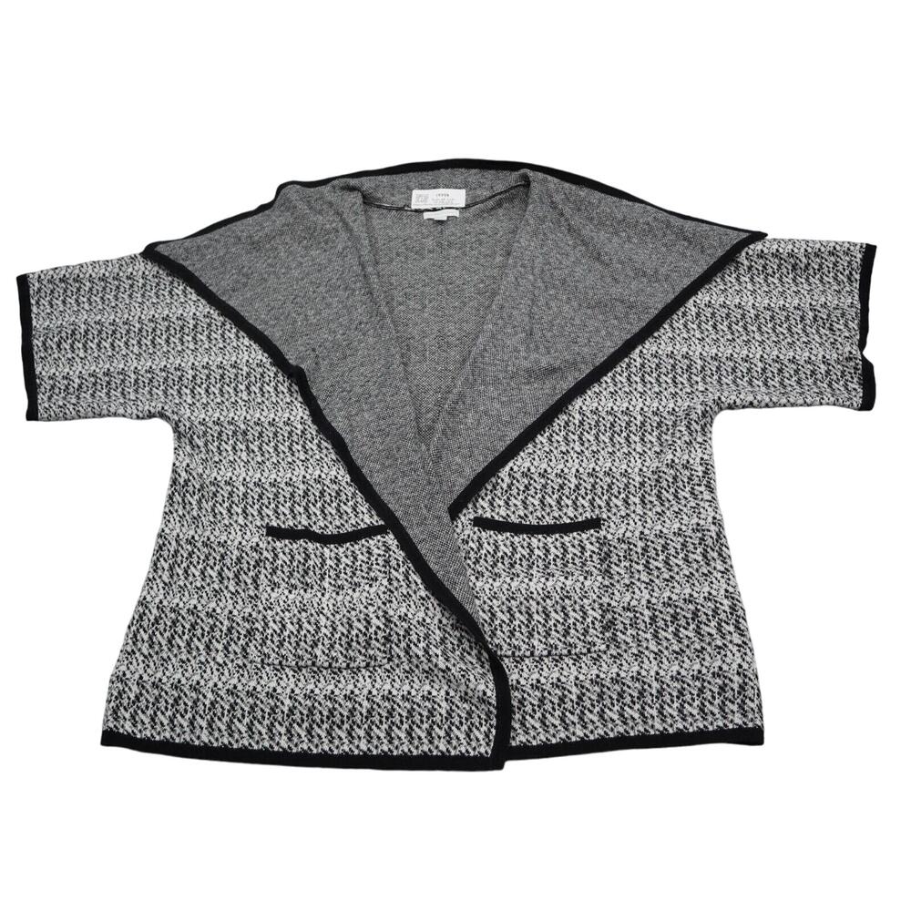 New York Company Sweater Womens XL Gray Open Front Short Sleeve knit Collared